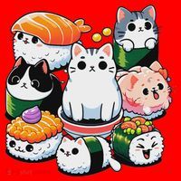 Sushi Anime Cat Sushi Lover Gift Santa Hat thumb 1