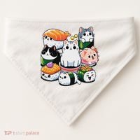 Sushi Anime Cat Sushi Lover Gift USA-Made Doggie Bandana thumb 0