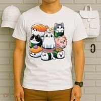 Sushi Anime Cat Sushi Lover Gift T-Shirt thumb 6