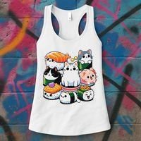 Sushi Anime Cat Sushi Lover Gift Women's Tank Top thumb 3