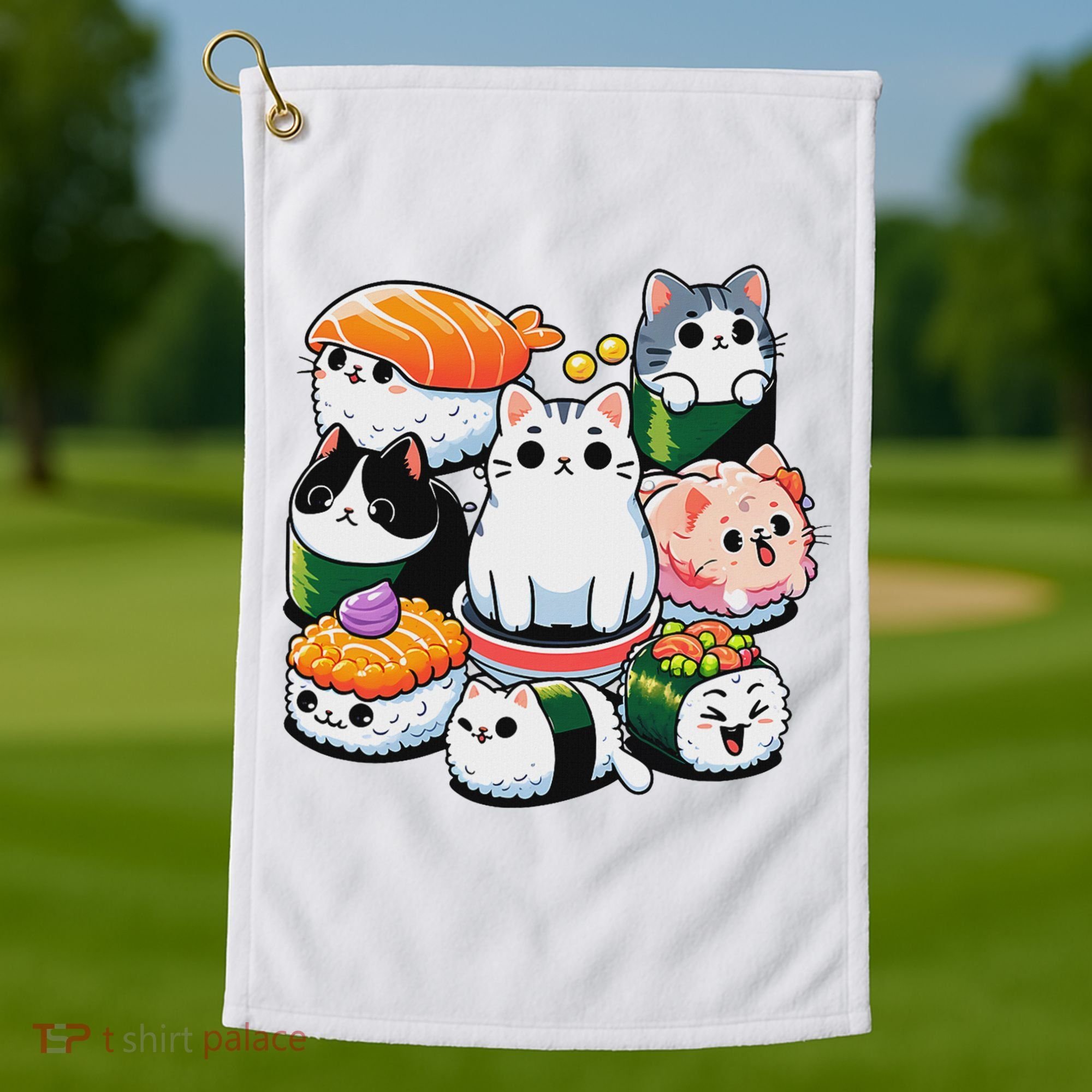 Sushi Anime Cat Sushi Lover Gift Golf Towel