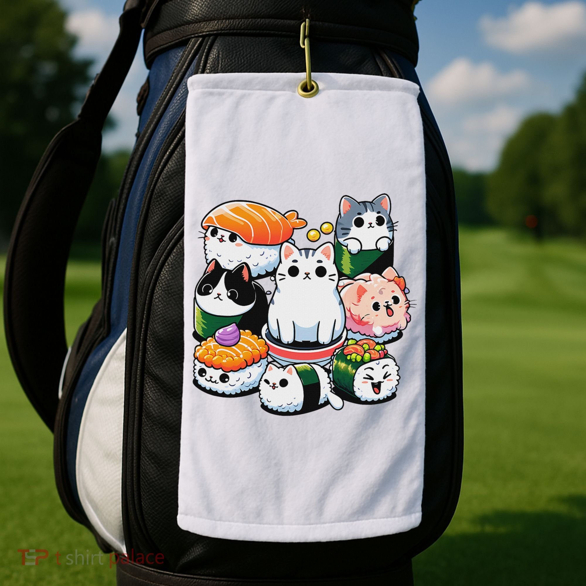 Sushi Anime Cat Sushi Lover Gift Golf Towel