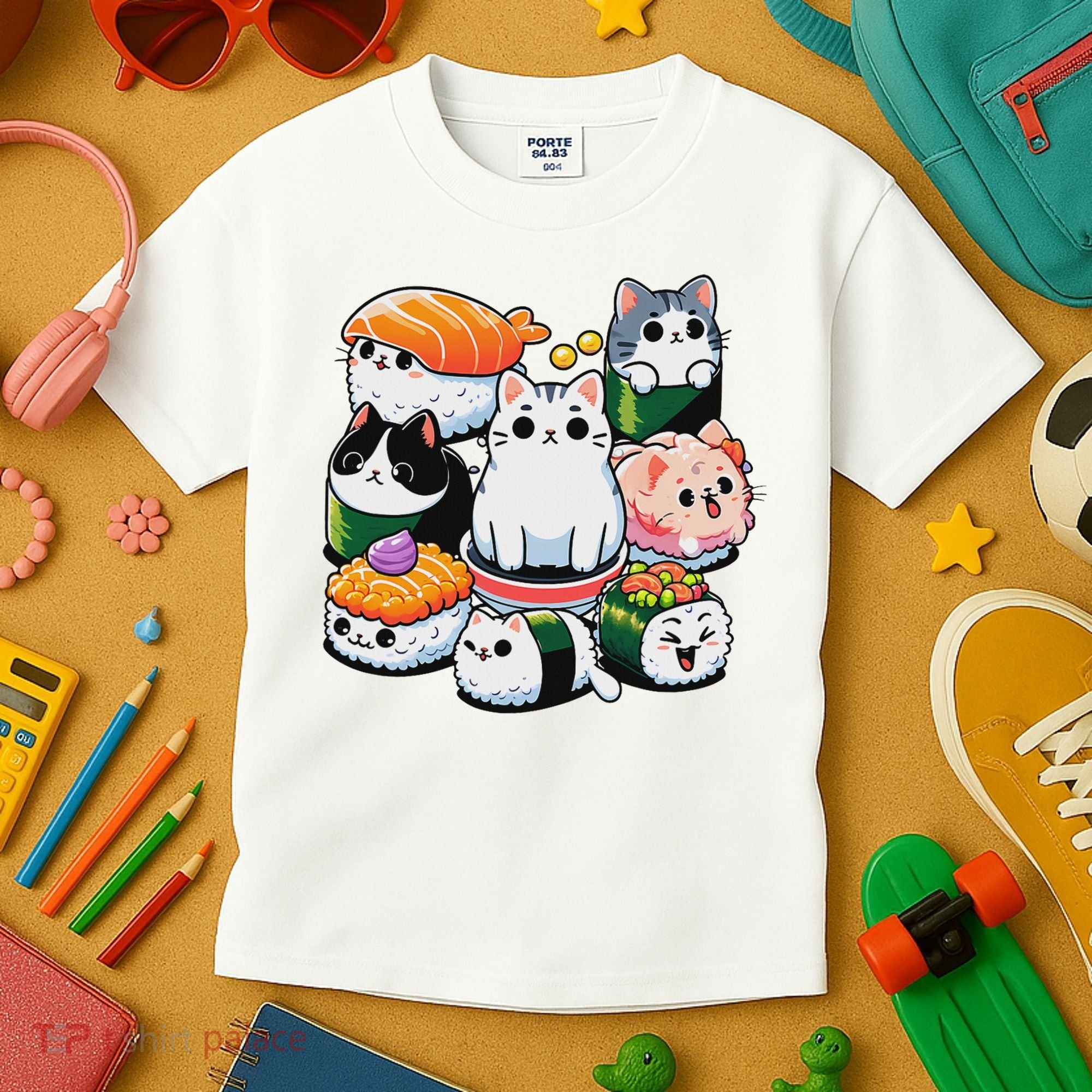 Sushi Anime Cat Sushi Lover Gift Kids T-Shirt