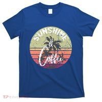 Sunshine And Coffee Funny Retro Vintage Sunset Palm Trees Gift T-Shirt thumb 0