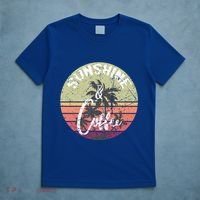 Sunshine And Coffee Funny Retro Vintage Sunset Palm Trees Gift T-Shirt thumb 5