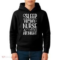 Sleep All Day Nurse All Night Women Nursing Nurses Kids Hoodie thumb 4