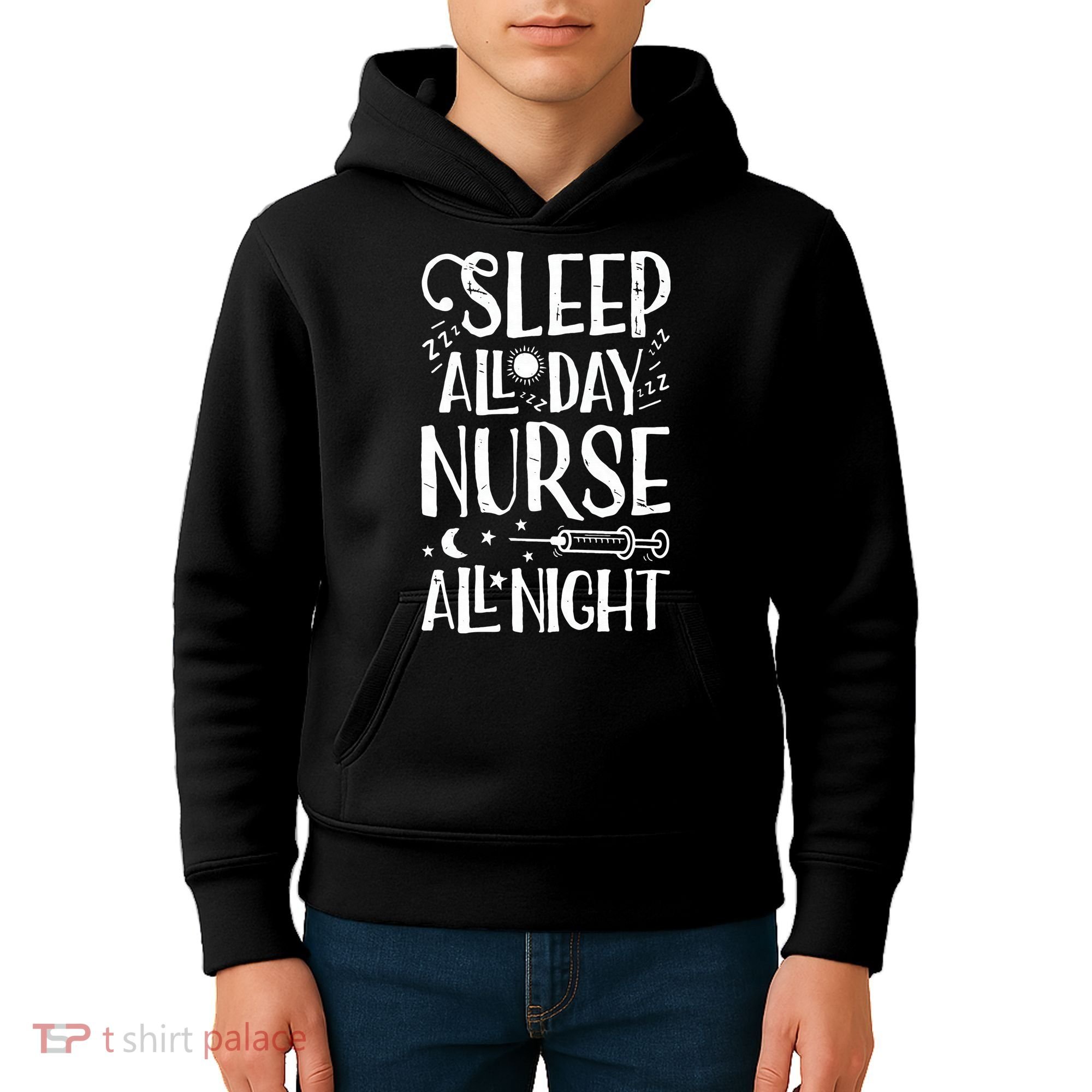 Sleep All Day Nurse All Night Women Nursing Nurses Kids Hoodie