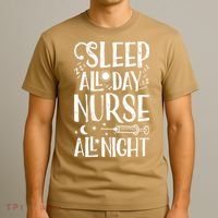 Sleep All Day Nurse All Night Women Nursing Nurses T-Shirt thumb 3