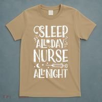 Sleep All Day Nurse All Night Women Nursing Nurses T-Shirt thumb 5