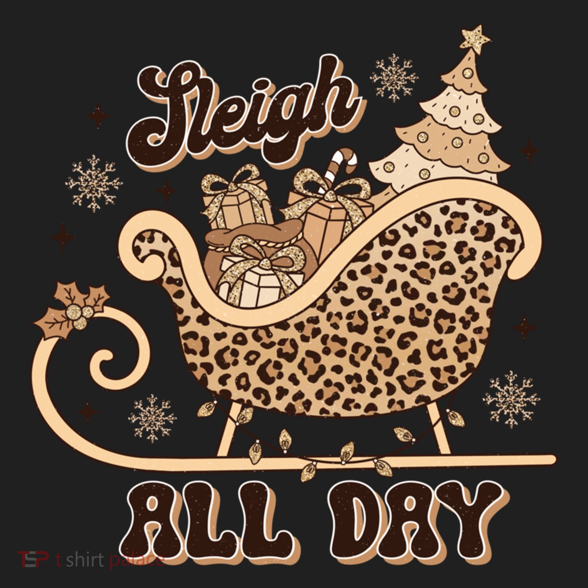 Sleigh All Day Leopard Christmas Tree Snowflake Holiday Xmas Cool Gift Women's Sweatshirt