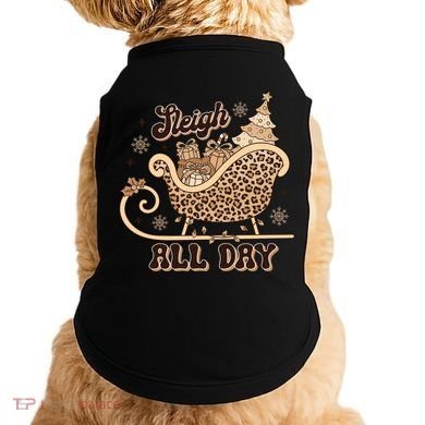 Sleigh All Day Leopard Christmas Tree Snowflake Holiday Xmas Cool Gift Doggie Tank