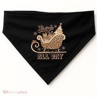 Sleigh All Day Leopard Christmas Tree Snowflake Holiday Xmas Cool Gift USA-Made Doggie Bandana thumb 0