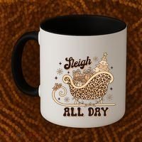 Sleigh All Day Leopard Christmas Tree Snowflake Holiday Xmas Cool Gift Coffee Mug thumb 2