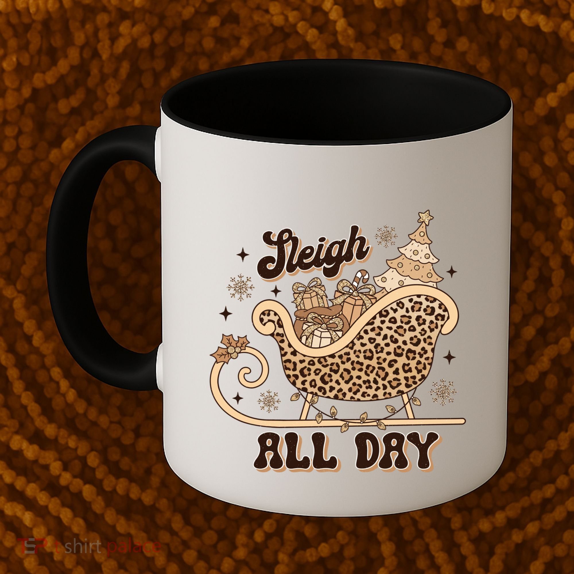 Sleigh All Day Leopard Christmas Tree Snowflake Holiday Xmas Cool Gift Coffee Mug