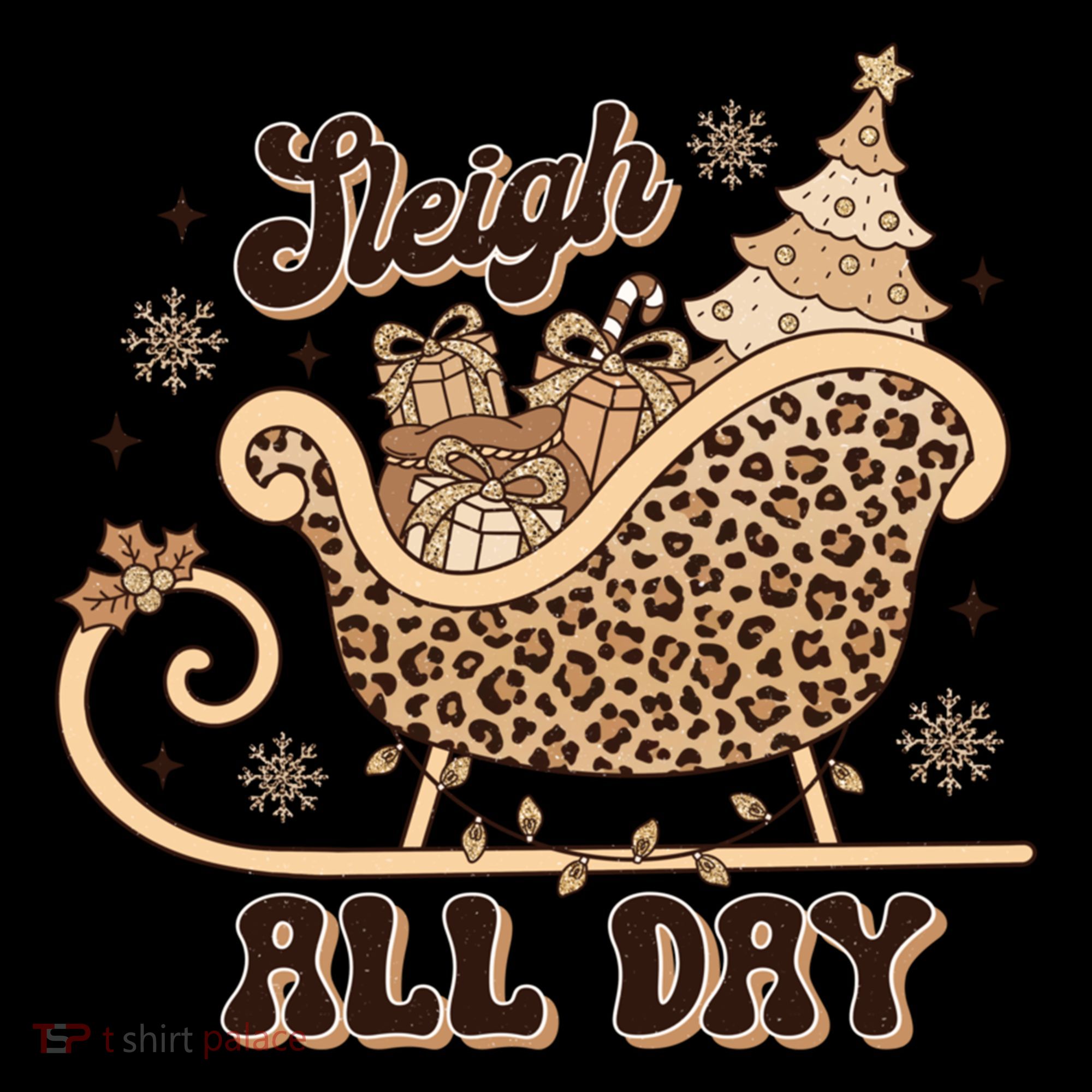 Sleigh All Day Leopard Christmas Tree Snowflake Holiday Xmas Cool Gift Women's Hoodie