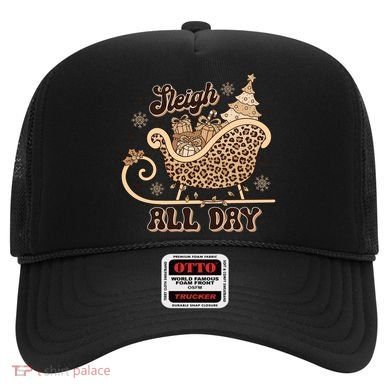 Sleigh All Day Leopard Christmas Tree Snowflake Holiday Xmas Cool Gift Hat