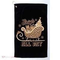 Sleigh All Day Leopard Christmas Tree Snowflake Holiday Xmas Cool Gift Golf Towel thumb 0