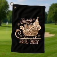 Sleigh All Day Leopard Christmas Tree Snowflake Holiday Xmas Cool Gift Golf Towel thumb 1