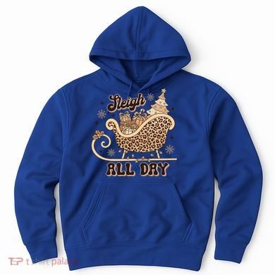 Sleigh All Day Leopard Christmas Tree Snowflake Holiday Xmas Cool Gift Hoodie