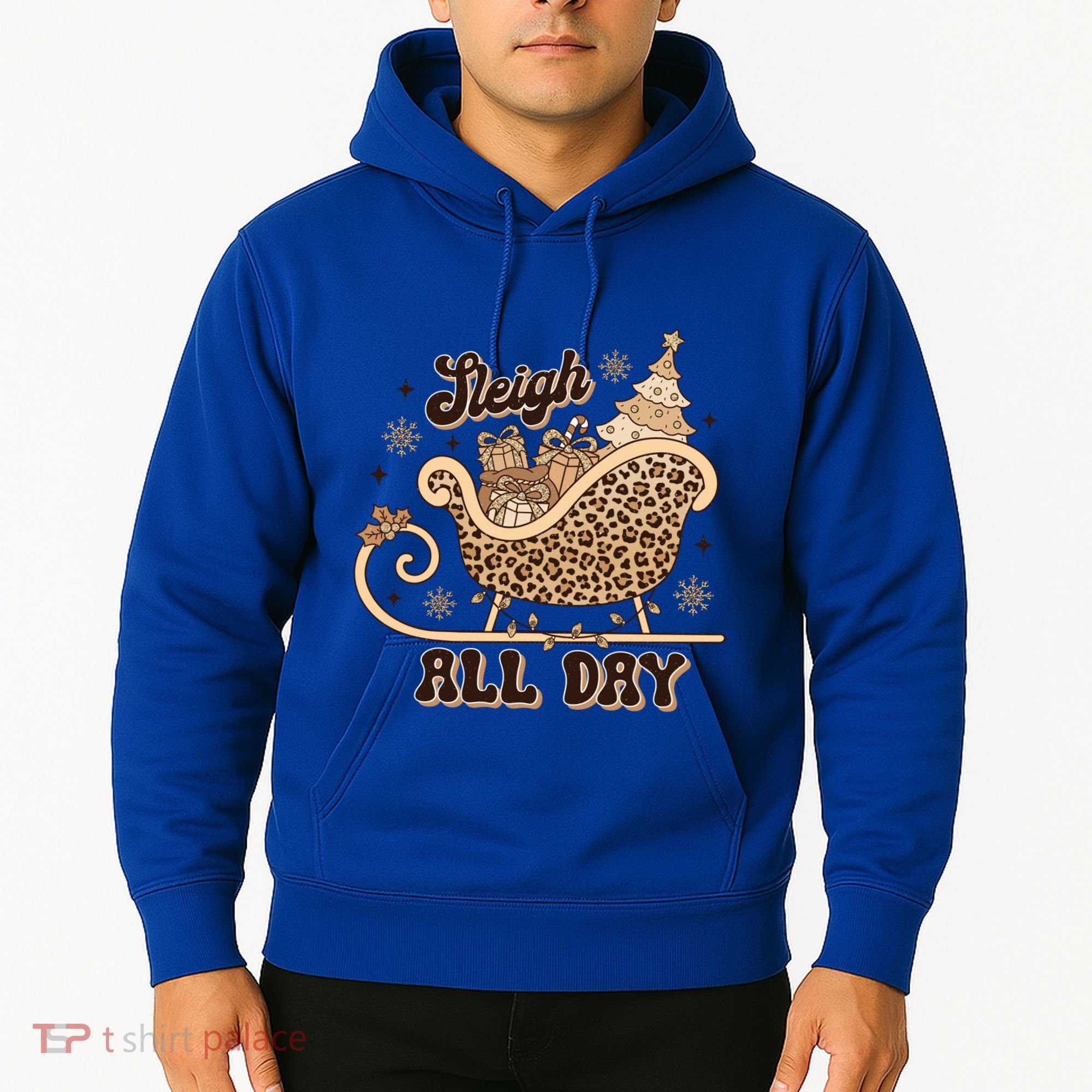 Sleigh All Day Leopard Christmas Tree Snowflake Holiday Xmas Cool Gift Hoodie