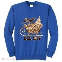 Sleigh All Day Leopard Christmas Tree Snowflake Holiday Xmas Cool Gift Sweatshirt thumb 0