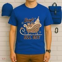 Sleigh All Day Leopard Christmas Tree Snowflake Holiday Xmas Cool Gift T-Shirt thumb 6
