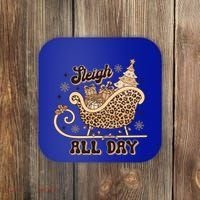Sleigh All Day Leopard Christmas Tree Snowflake Holiday Xmas Cool Gift Coaster thumb 0