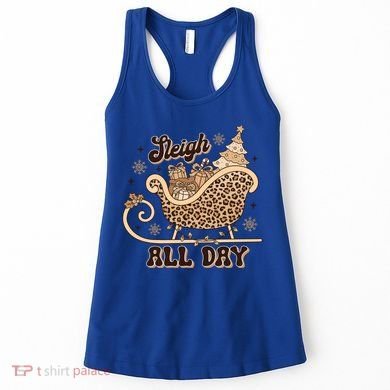 Sleigh All Day Leopard Christmas Tree Snowflake Holiday Xmas Cool Gift Women's Tank Top