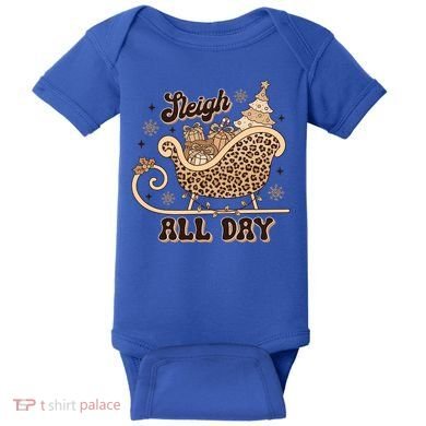 Sleigh All Day Leopard Christmas Tree Snowflake Holiday Xmas Cool Gift Baby Bodysuit