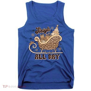 Sleigh All Day Leopard Christmas Tree Snowflake Holiday Xmas Cool Gift Tank Top
