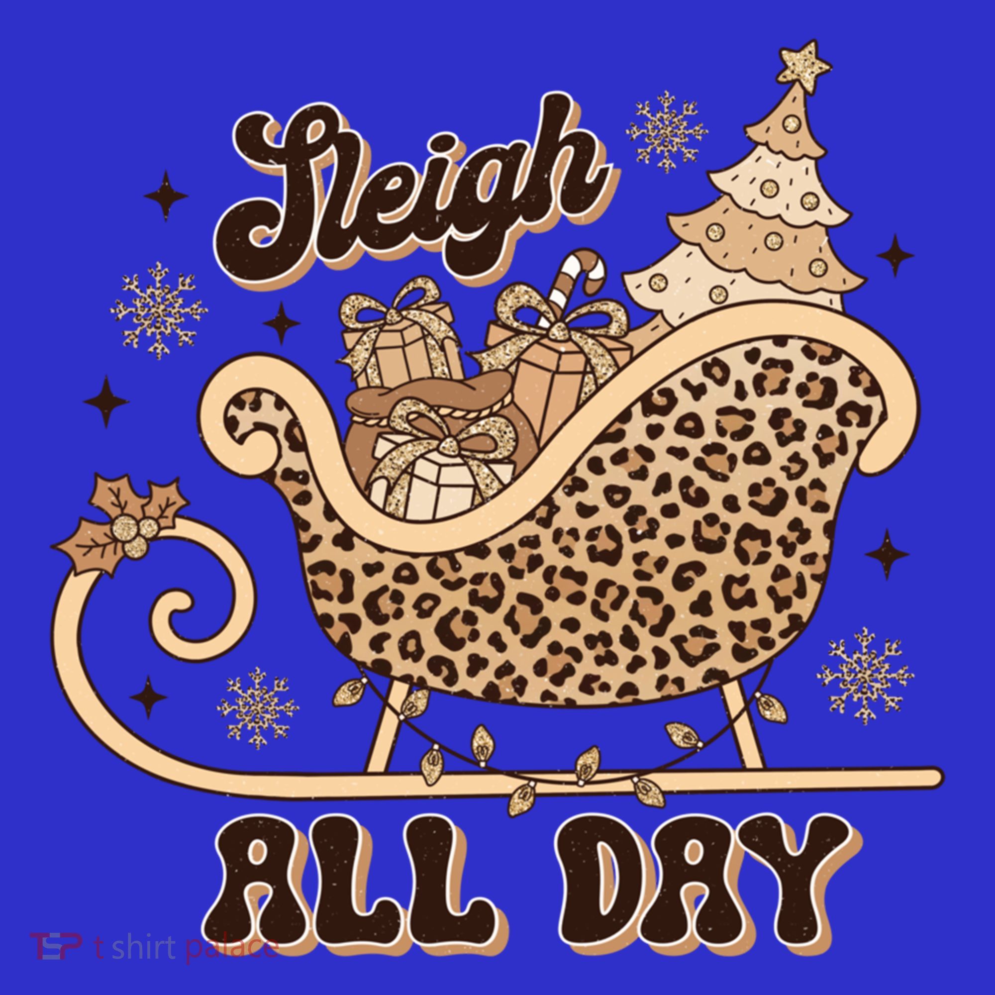 Sleigh All Day Leopard Christmas Tree Snowflake Holiday Xmas Cool Gift Tank Top