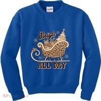 Sleigh All Day Leopard Christmas Tree Snowflake Holiday Xmas Cool Gift Kids Sweatshirt thumb 0