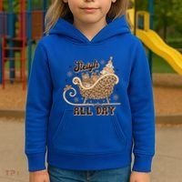 Sleigh All Day Leopard Christmas Tree Snowflake Holiday Xmas Cool Gift Kids Hoodie thumb 3