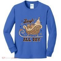 Sleigh All Day Leopard Christmas Tree Snowflake Holiday Xmas Cool Gift Kids Long Sleeve Shirt thumb 0
