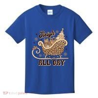 Sleigh All Day Leopard Christmas Tree Snowflake Holiday Xmas Cool Gift Kids T-Shirt thumb 0