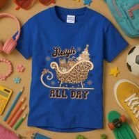 Sleigh All Day Leopard Christmas Tree Snowflake Holiday Xmas Cool Gift Kids T-Shirt thumb 3
