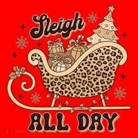 Sleigh All Day Leopard Christmas Tree Snowflake Holiday Xmas Cool Gift Santa Hat thumb 1