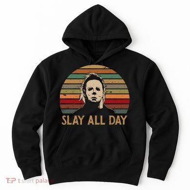 Slay All Day Horror Character Vintage Halloween Hoodie