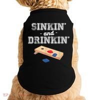 Sinkin' And Drinkin' Cornhole Playing Funny Doggie Tank thumb 0
