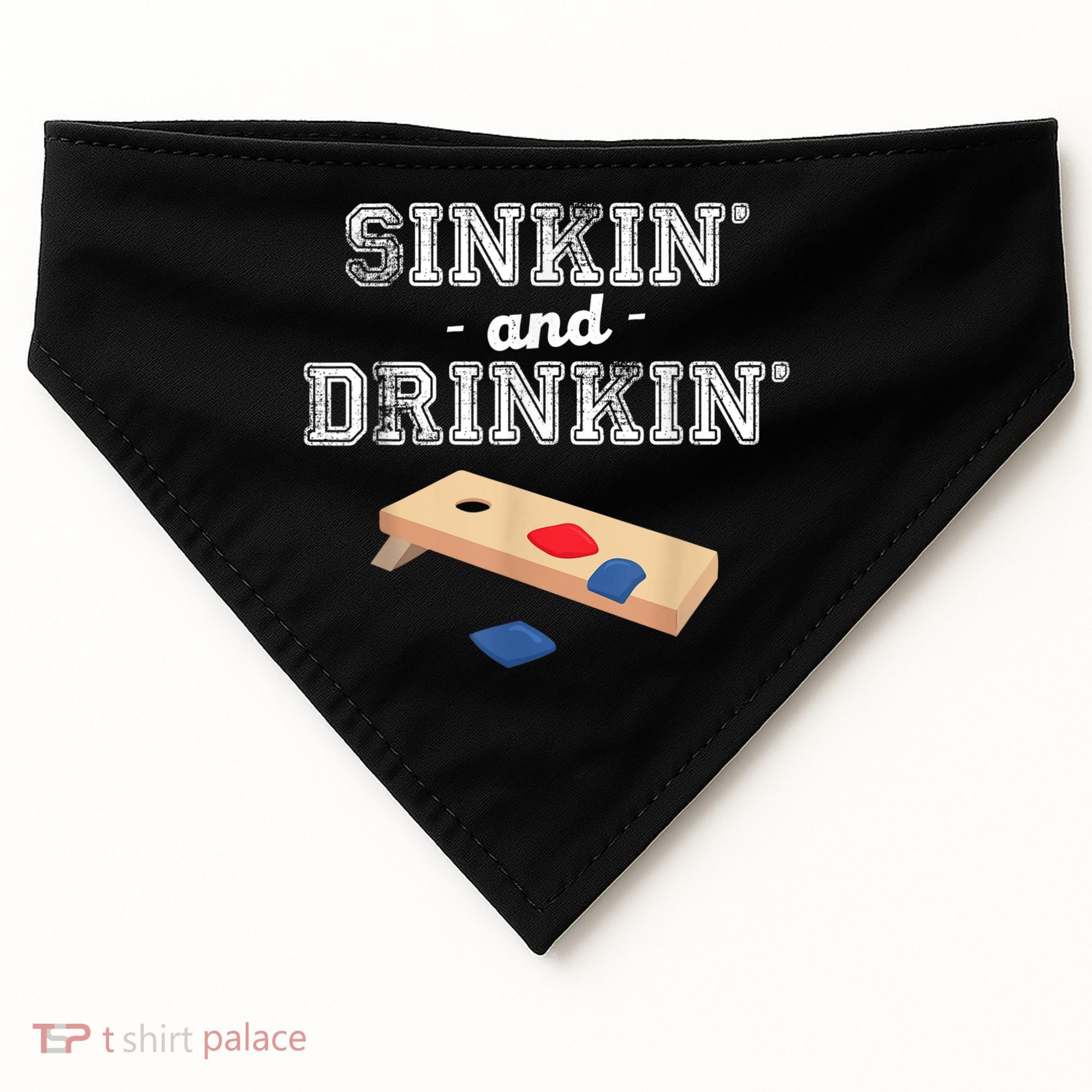 Sinkin' And Drinkin' Cornhole Playing Funny USA-Made Doggie Bandana