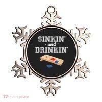 Sinkin' And Drinkin' Cornhole Playing Funny Ornament thumb 0