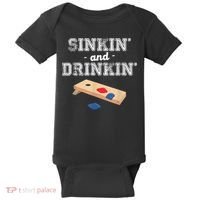 Sinkin' And Drinkin' Cornhole Playing Funny Baby Bodysuit thumb 0