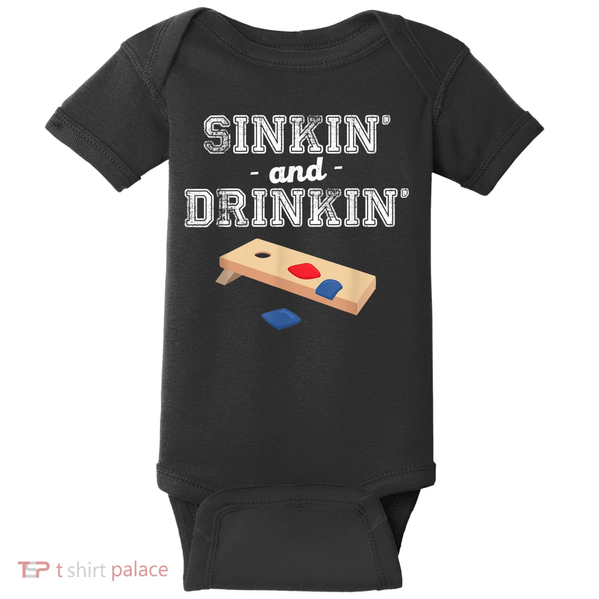 Sinkin' And Drinkin' Cornhole Playing Funny Baby Bodysuit