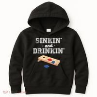 Sinkin' And Drinkin' Cornhole Playing Funny Kids Hoodie thumb 0