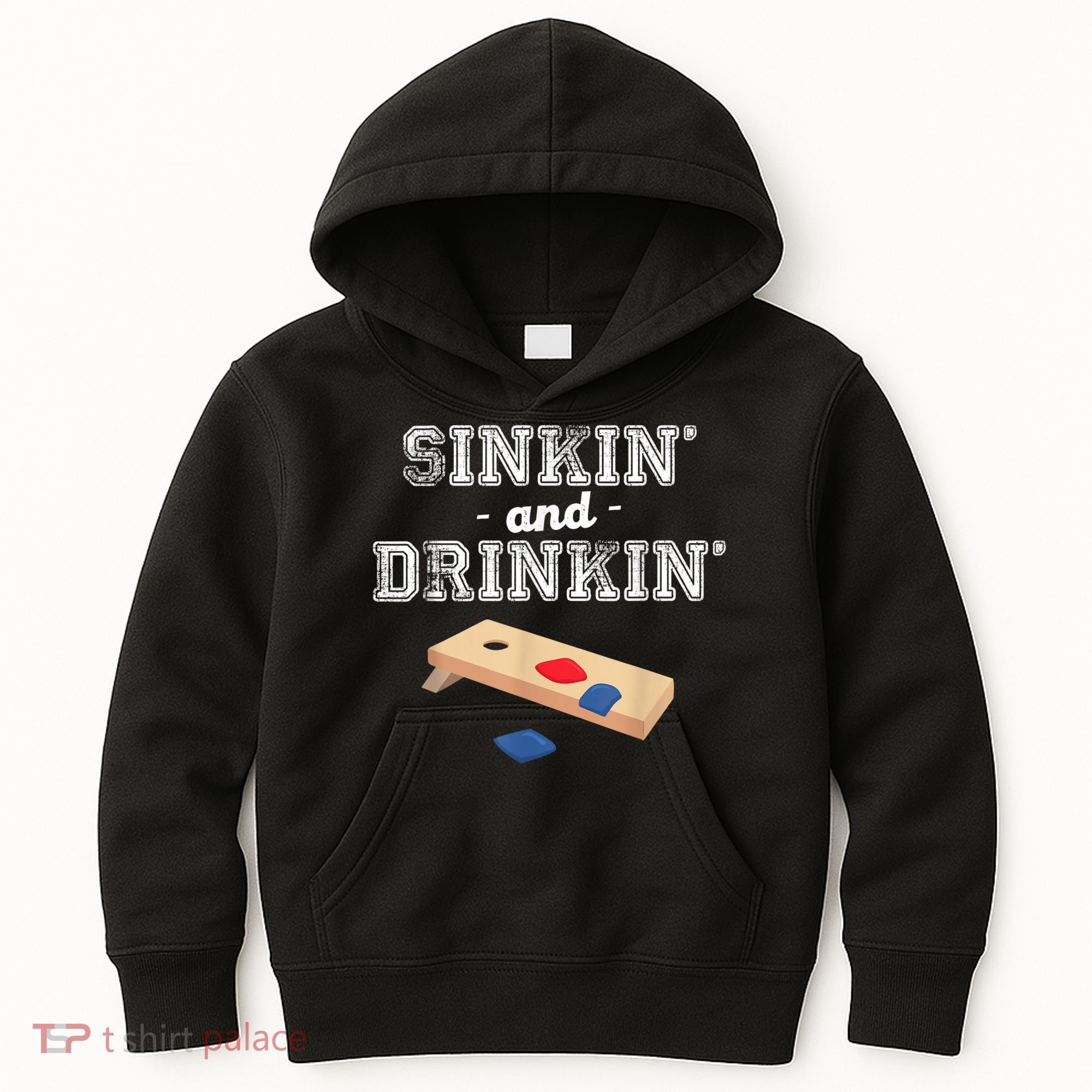 Sinkin' And Drinkin' Cornhole Playing Funny Kids Hoodie