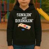 Sinkin' And Drinkin' Cornhole Playing Funny Kids Hoodie thumb 3