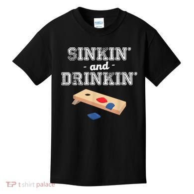 Sinkin' And Drinkin' Cornhole Playing Funny Kids T-Shirt