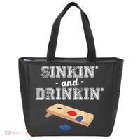 Sinkin' And Drinkin' Cornhole Playing Funny Tote Bag thumb 0