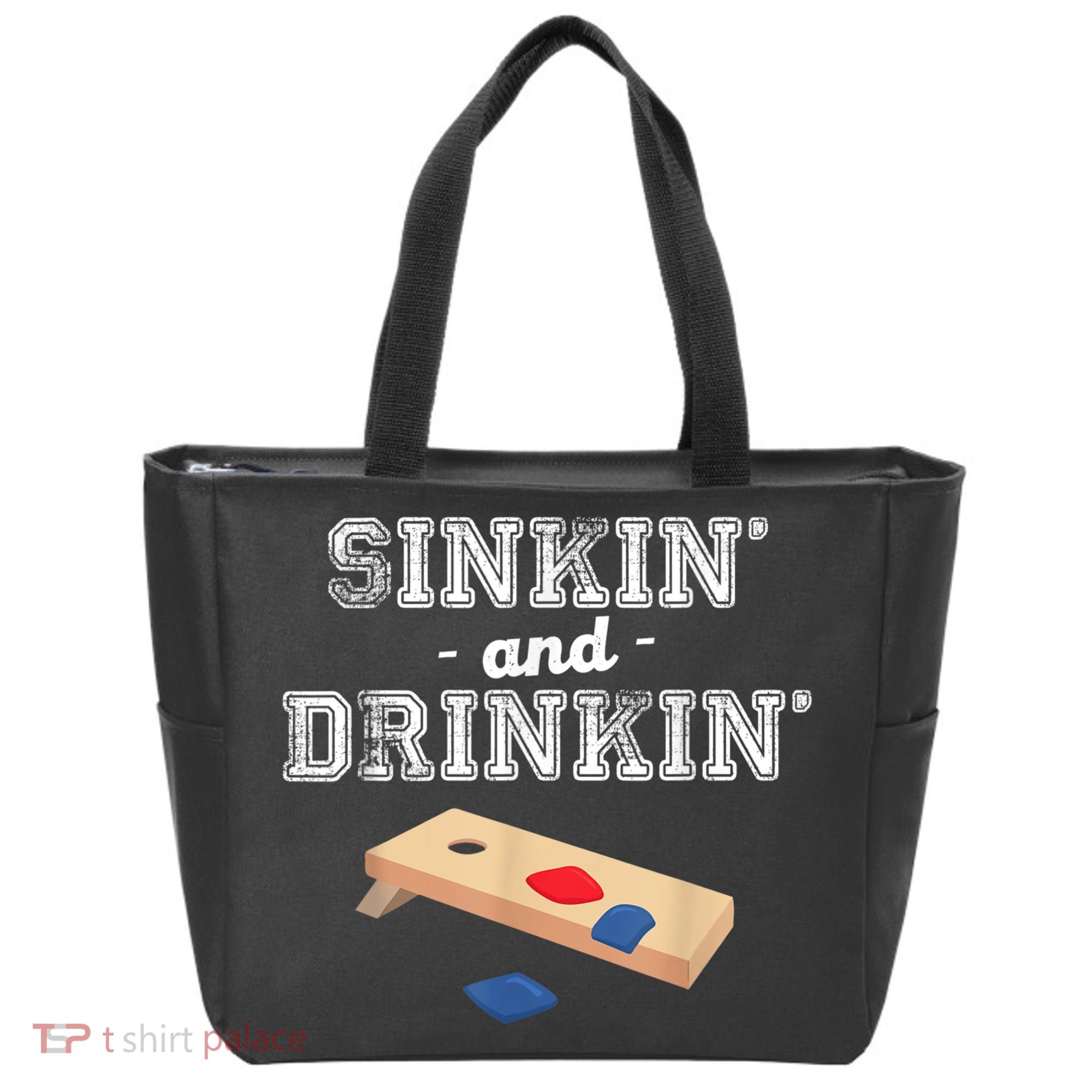 Sinkin' And Drinkin' Cornhole Playing Funny Tote Bag
