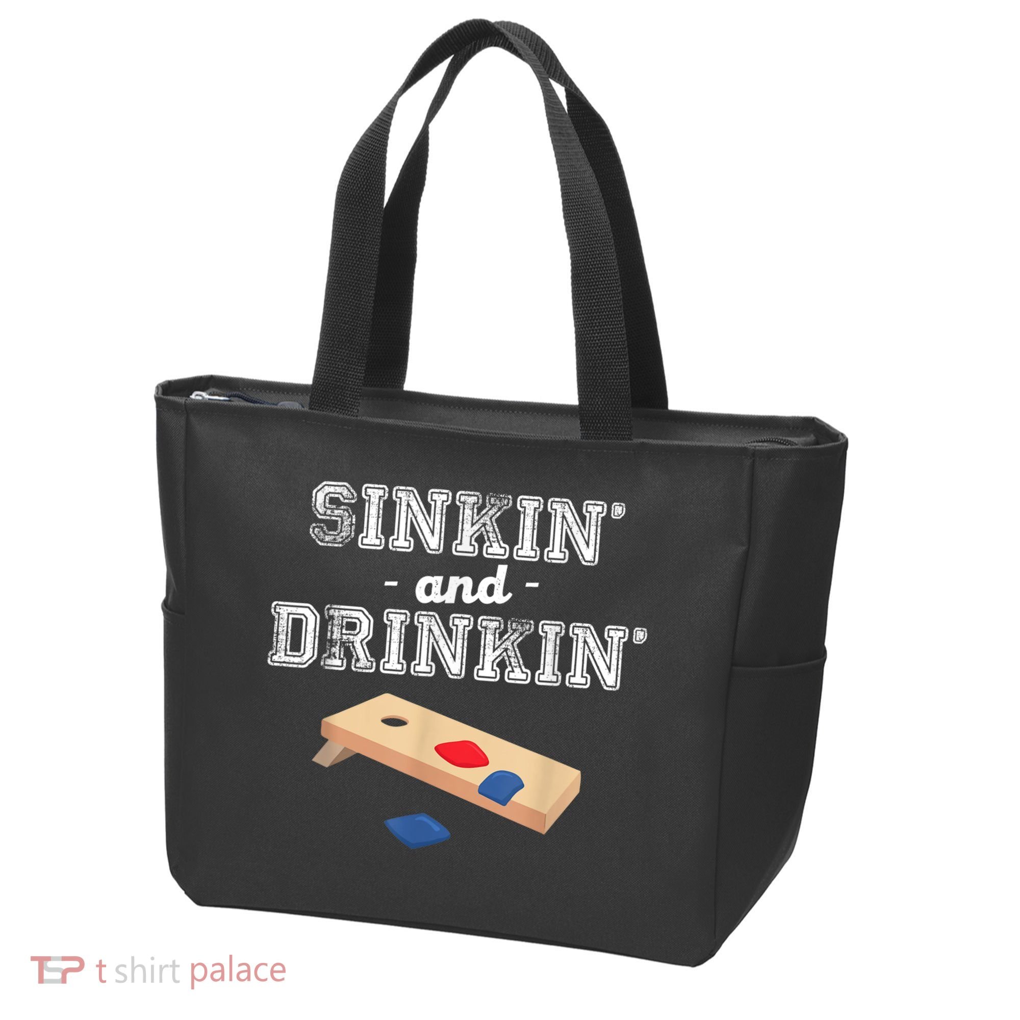 Sinkin' And Drinkin' Cornhole Playing Funny Tote Bag